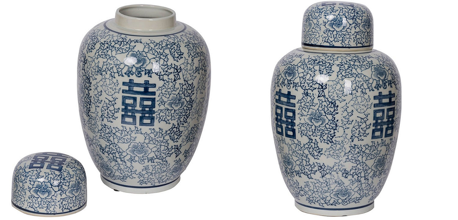 Китайская ваза c крышкой Blue & White Ornament Vase - Loft-Concept в Омске