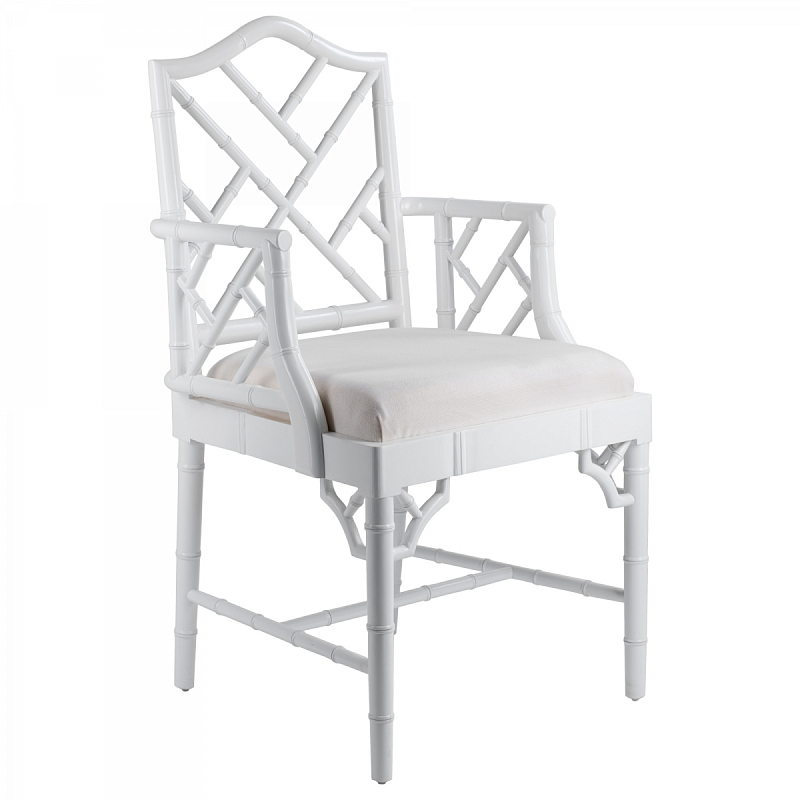 White Chippendale Arm Chair Белый в Омске | Loft Concept 