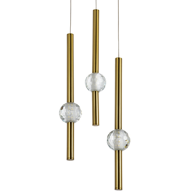 Подвесной светильник с 3-мя плафонами Celestin Spheres Brass Hanging Lamp Латунь Прозрачный Подвесной светильник с 3-мя плафонами Celestin Spheres Brass Hanging Lamp Латунь Прозрачный в Омске | Loft Concept