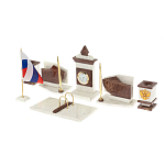 Настольный письменный набор из мрамора и лемезита с гербом и флагом России Marble Accessory варинант исполнения - 2 | Loft Concept в Омске