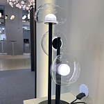 Настольная лампа с тремя прозрачными куполообразными плафонами и черным металлическим основанием Flos Wireline Lighting варинант исполнения - 4 | Loft Concept в Омске