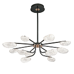 Люстра черного цвета с 12-ю прозрачными плафонами овальной формы Iona chandelier варинант исполнения - 2 | Loft Concept в Омске