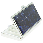 Таблетница карманная прямоугольная на 7 отделений с зеркалом и накладкой из натурального камня Содалит Silver Stone Pillboxes варинант исполнения - 1 | Loft Concept в Омске