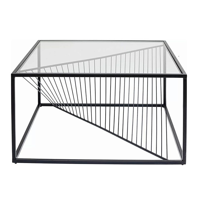 Журнальный стол черный с столешницей из прозрачного закаленного стекла Dynamics Черный Прозрачное Стекло в Омске | Loft Concept 