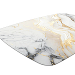 Обеденный стол с прямоугольной столешницей из стекла на черных металлических ножках White Marble варинант исполнения - 4 | Loft Concept в Омске