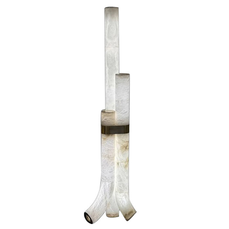Торшер геометрический с тремя мраморными плафонами Marble Tripod Белый Торшер геометрический с тремя мраморными плафонами Marble Tripod Белый в Омске | Loft Concept