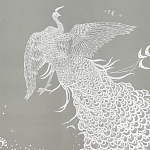 Обои ручная роспись в стиле Арт-деко Whistler Peacocks Special Colourway on Pale Grey dyed silk варинант исполнения - 1 | Loft Concept в Омске