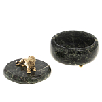 Шкатулка из натурального камня змеевик с фигуркой льва Stone Casket варинант исполнения - 3 | Loft Concept в Омске