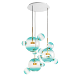 Люстра подвесная с прозрачными бирюзовыми стеклянными шарами и круглым основанием 3 лампы Giopato & Coombes варинант исполнения - 3 | Loft Concept в Омске