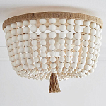 Круглый потолочный светильник украшенный круглыми белыми бусинами Wooden Beads Ceiling lamp варинант исполнения - 2 | Loft Concept в Омске