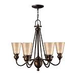 Люстра бронзового цвета с конусными плафонами из бежевого стекла Hinkley варинант исполнения - 2 | Loft Concept в Омске