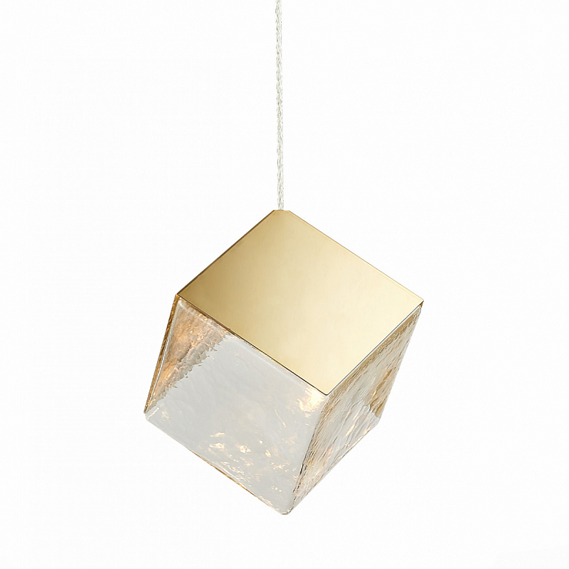 Подвесной светильник Lamp golden cube  Золотой Прозрачный в Омске | Loft Concept 