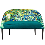 Диван двухместный из натурального бука зеленый с цветочным принтом Impressionism in Art варинант исполнения - 1 | Loft Concept в Омске