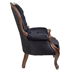 Кресло с мягкой обивкой из черного велюра на 4-х деревянных ножках Evelyn Classical Armchair варинант исполнения - 2 | Loft Concept в Омске