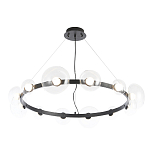 Люстра подвесная круглая с 12-ю прозрачными куполообразными плафонами и черным металлическим основанием Flos Wireline Lighting варинант исполнения - 3 | Loft Concept в Омске