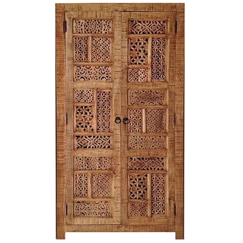 Этнический шкаф с орнаментом резьба из дерева Indian Antique Furniture Коричневый Этнический шкаф с орнаментом резьба из дерева Indian Antique Furniture Коричневый в Омске | Loft Concept
