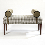 Банкетка Banquette PIED DE POULE с принтом гусиная лапка и бежевыми подлокотниками  варинант исполнения - 3 | Loft Concept в Омске