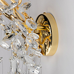 Бра золотого цвета с декоративными ветвями и прозрачными подвесками в форме листьев Droplet Chandelier варинант исполнения - 5 | Loft Concept в Омске