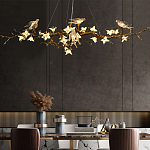 Люстра в виде золотой ветки с цветами и птичками Marvelous Garden варинант исполнения - 4 | Loft Concept в Омске