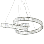 Подвесная люстра в виде изогнутых колец с хрустальным декором Ring Horizontal Oculus Chrome Light Chandelier варинант исполнения - 1 | Loft Concept в Омске