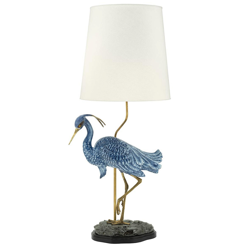 Настольная лампа ABHIKA LAMPTABLE HERON Голубой Золотой в Омске | Loft Concept 