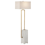 Торшер с прямоугольным абажуром на белом мраморном основании Asymmetry on Marble варинант исполнения - 4 | Loft Concept в Омске