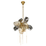 Люстра подвесная со стеклянными плафонами из дымчатого и золотистого с шестью вертикальными подвесками Gilded Mirage  варинант исполнения - 5 | Loft Concept в Омске