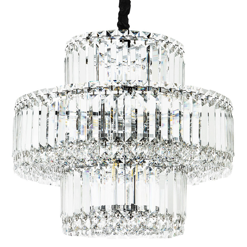 Круглая люстра с хрустальным декором Harmonica Crystal Round Chrome Chandelier Прозрачное Стекло Хром Круглая люстра с хрустальным декором Harmonica Crystal Round Chrome Chandelier Прозрачное Стекло Хром в Омске | Loft Concept