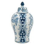 Ваза с крышкой и голубым цветочным рисунком на белом фоне Blue & White Ornament варинант исполнения - 2 | Loft Concept в Омске