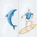 Плитка с узором Дельфин Серфингист варинант исполнения - 2 | Loft Concept в Омске