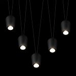 Подвесной светильник черными плафонами на длинных пересекающихся тросах Construction варинант исполнения - 4 | Loft Concept в Омске