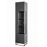 Шкаф-витрина цвета графит с полками и стеклянной дверью Strict Lines варинант исполнения - 1 | Loft Concept в Омске