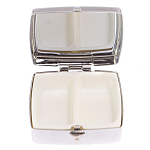 Таблетница карманная квадратная с 2-мя отделениями с зеркалом и накладкой из натуральных камней Малахит Хризоколла Silver Stone Pillboxes варинант исполнения - 3 | Loft Concept в Омске