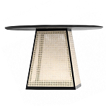 Обеденный стол с круглой чёрной столешницей и плетёным основанием Savanna Round Table варинант исполнения - 1 | Loft Concept в Омске