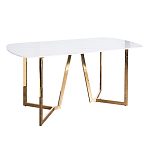 Стол обеденный белый с золотыми глянцевыми ножками Laconic White Table варинант исполнения - 1 | Loft Concept в Омске