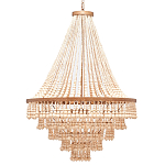 Многоярусная люстра украшенная круглыми деревянными бусами Wooden Beads Chandelier L варинант исполнения - 3 | Loft Concept в Омске