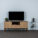 ТВ-тумба бежевая из массива бука с 2-мя дверками и ящиком Wenge Light варинант исполнения - 5 | Loft Concept в Омске