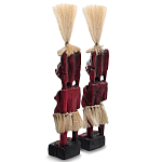 Комплект из 2-х деревянных статуэток Asmat Straw Headdress Statuettes Red Turquoise варинант исполнения - 2 | Loft Concept в Омске