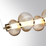 Подвесной светильник линейный с 7-ю рифлеными стеклянными шарами Marcelh Light варинант исполнения - 5 | Loft Concept в Омске