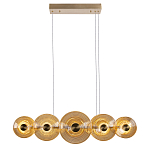 Люстра подвесная светодиодная со стеклянными плафонами янтарного цвета в форме дисков Savio Glass Disc варинант исполнения - 2 | Loft Concept в Омске