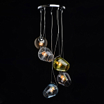 Люстра каскадная с 5-ю разноцветными стеклянными плафонами Kaleido варинант исполнения - 3 | Loft Concept в Омске