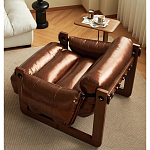 Кресло-диван кожаное на деревянном каркасе Medieval Furniture варинант исполнения - 1 | Loft Concept в Омске