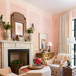 Обои ручная роспись Jharokha Arches Original colourway on pink painted Xuan paper варинант исполнения - 3 | Loft Concept в Омске