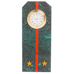 Часы погон ВС подарочные настольные из натурального камня Змеевик Military Clock варинант исполнения - 16 | Loft Concept в Омске