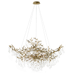 Подвесная люстра в виде ветвей деревьев золотого цвета с прозрачными подвесками-каплями 10 и 14 ламп Droplet Chandelier варинант исполнения - 1 | Loft Concept в Омске