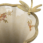 Ваза голубого цвета из фарфора с цветочным рисунком и бронзовой стрекозой Blue Garden варинант исполнения - 1 | Loft Concept в Омске