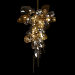 Люстра подвесная вытянутой формы с плафонами из стекла и металла с двумя вертикальными подвесками Gilded Mirage  варинант исполнения - 4 | Loft Concept в Омске