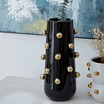 Ваза черная цилиндрическая с глянцевым покрытием и золотыми декоративными элементами Molecule Collection варинант исполнения - 3 | Loft Concept в Омске