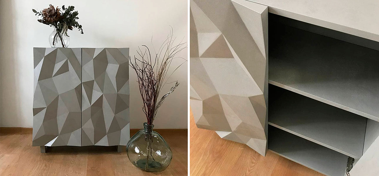 Комод с большими угловыми фигурами с одной секцией, 2 полки Geometric Greece Комод с большими угловыми фигурами с одной секцией, 2 полки Geometric Greece - Loft-Concept в Омске
