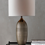 Настольная лампа керамическая с тканевым цилиндрическим абажуром Bullet варинант исполнения - 3 | Loft Concept в Омске